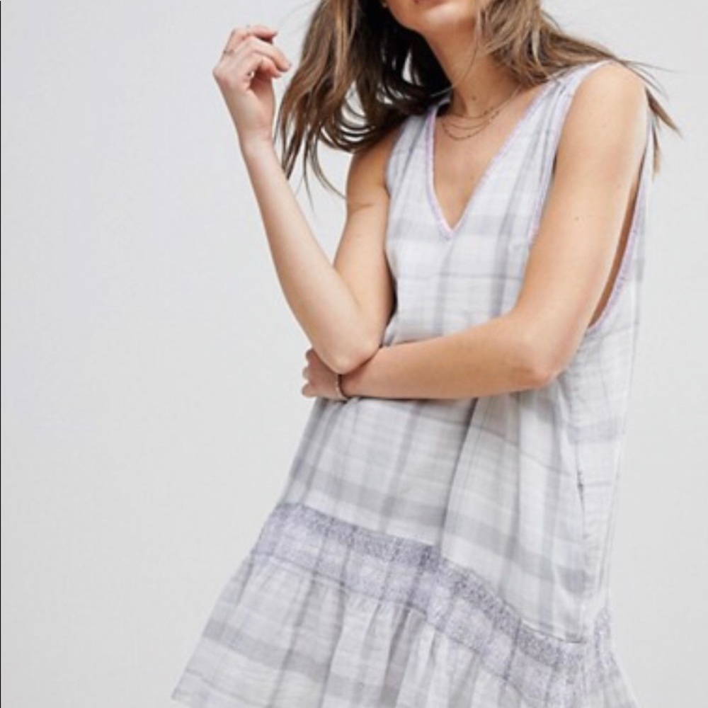 NWT Free people run with me mini plad dress
